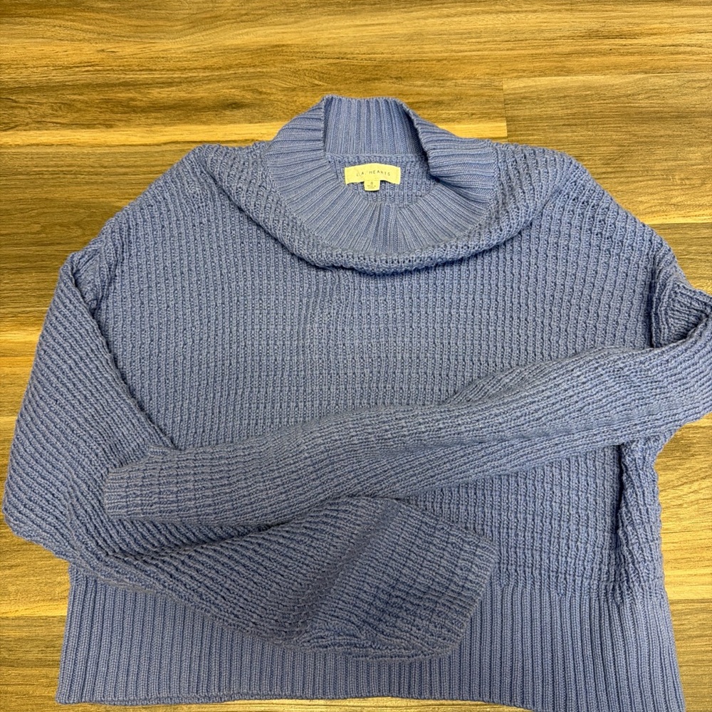 Pacsun Textured Blue Cowl Neck Sweater